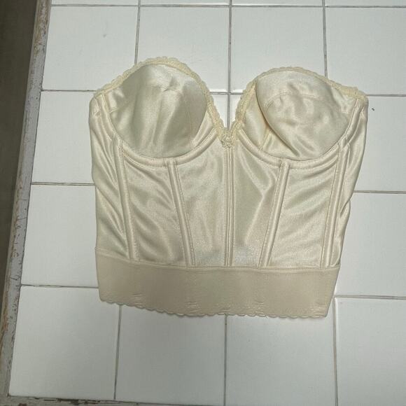 Vintage Adonna Longline Bra 34B Champagne Backless Strapless Fully Padded NEW - Picture 2 of 7